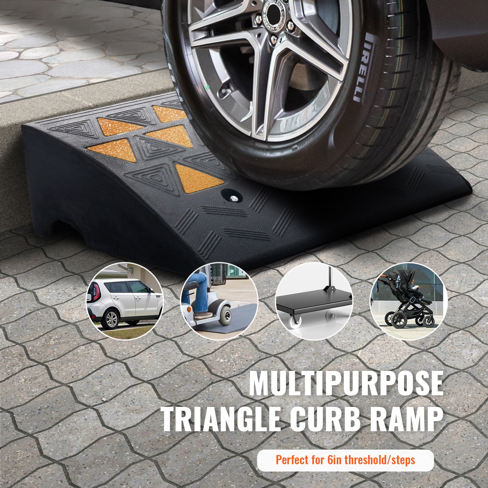 Heavy Duty Rubber Curb Ramp 2 Pack For Driveway And Threshold_voghion.com